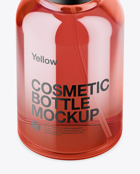 Cosmetic Bottle With Pump Mockup - High-Angle Shot Cosmetic Bottle With Pump Mockup - High-Angle Shot
