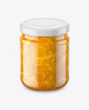 Clear Glass Jar with Orange Jam Mockup - High-Angle Shot