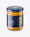 Clear Glass Jar with Orange Jam Mockup - High-Angle Shot