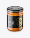 Clear Glass Jar with Apricot Jam Mockup - High-Angle Shot