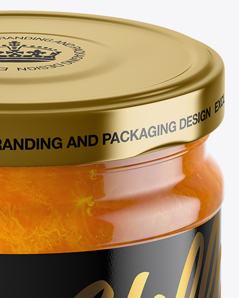 Clear Glass Jar with Apricot Jam Mockup - High-Angle Shot