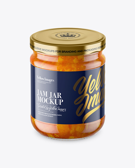 Clear Glass Jar with Apricot Jam Mockup - High-Angle Shot