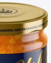 Clear Glass Jar with Apricot Jam Mockup - High-Angle Shot