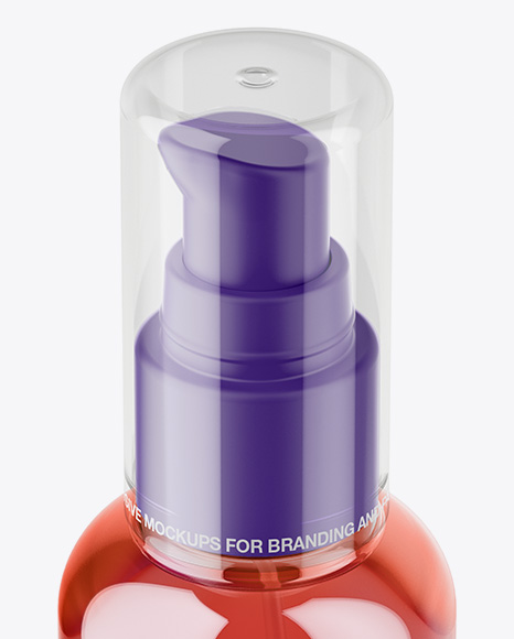 Cosmetic Bottle With Pump Mockup - High-Angle Shot