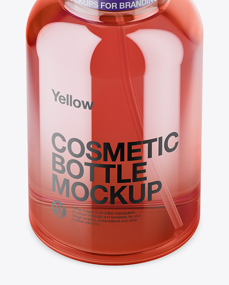 Cosmetic Bottle With Pump Mockup - High-Angle Shot