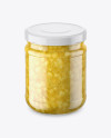 Clear Glass Jar with Pear Jam Mockup - High-Angle Shot