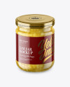 Clear Glass Jar with Pear Jam Mockup - High-Angle Shot