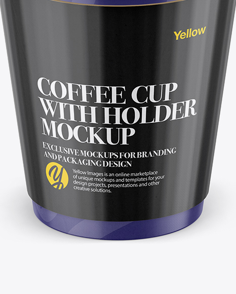 Coffee Cup With Sleeve Mockup - Front View (High-Angle Shot)