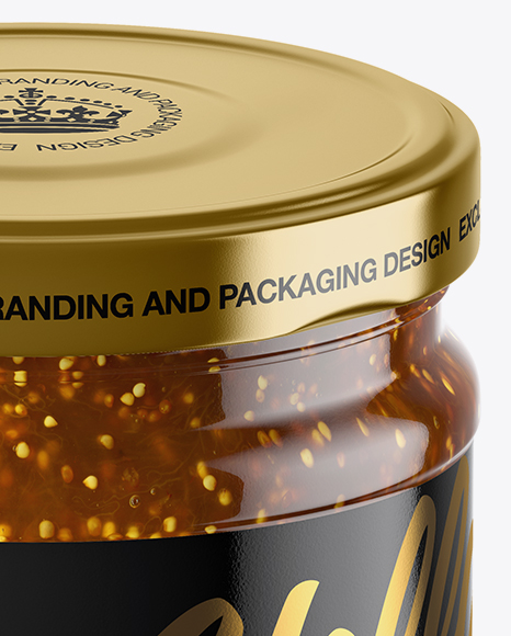 Clear Glass Jar with Fig Jam Mockup - High-Angle Shot