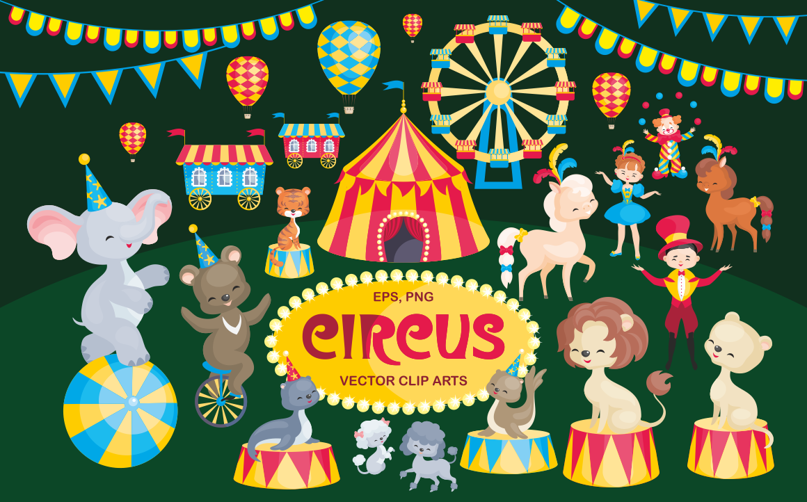 Circus. Vector clip arts.