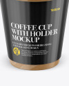 Paper Coffee Cup With Sleeve Mockup - Front View (High-Angle Shot)