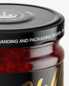 Clear Glass Jar with Cranberry Jam Mockup - High-Angle Shot