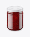 Clear Glass Jar with Strawberry Jam Mockup - High-Angle Shot