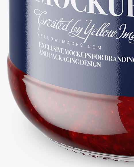 Clear Glass Jar with Strawberry Jam Mockup - High-Angle Shot