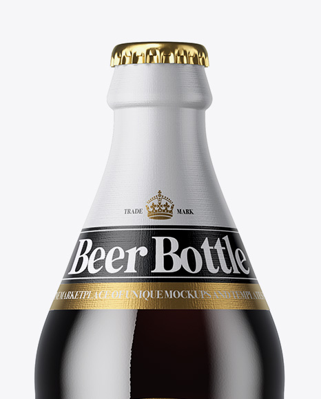 Dark Amber Beer Bottle Mockup