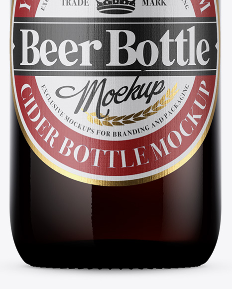 Dark Amber Beer Bottle Mockup