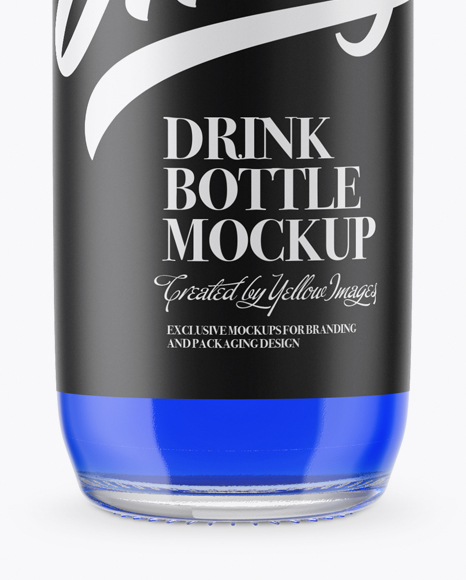 Clear Glass Blue Drink Bottle Mockup