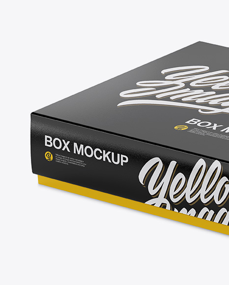 Glossy Paper Box Mockup - Half Side View (High-Angle Shot)