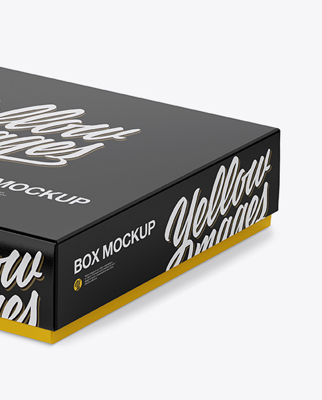 Glossy Paper Box Mockup - Half Side View (High-Angle Shot)