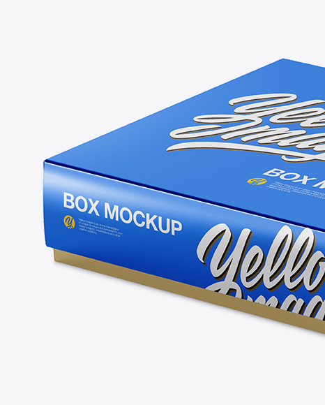 Metallic Paper Box Mockup - Half Side View (High-Angle Shot)