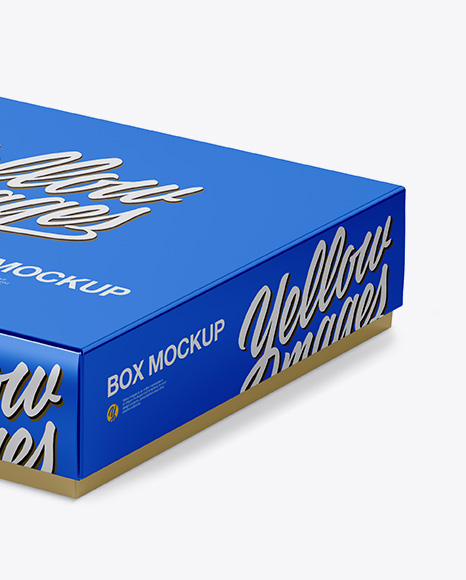 Metallic Paper Box Mockup - Half Side View (High-Angle Shot)