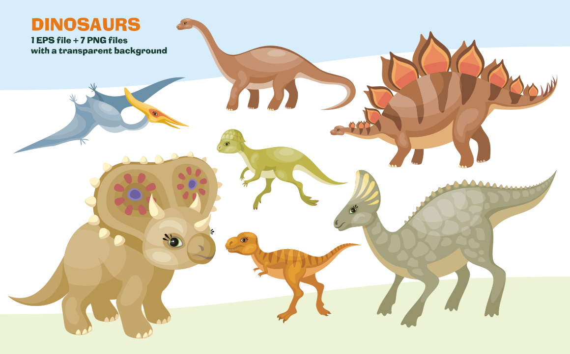 Dinosaurs. Vector clip arts. Dinosaurs. Vector clip arts.