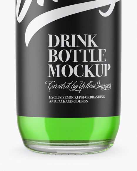 Clear Glass Green Drink Bottle Mockup