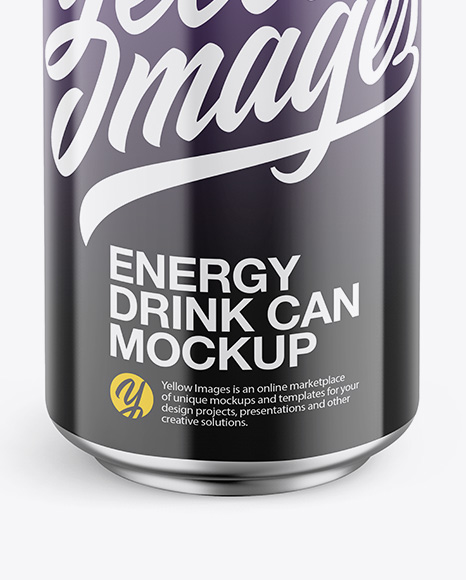 Glossy Aluminium Can Mockup - Front View (High-Angle Shot)