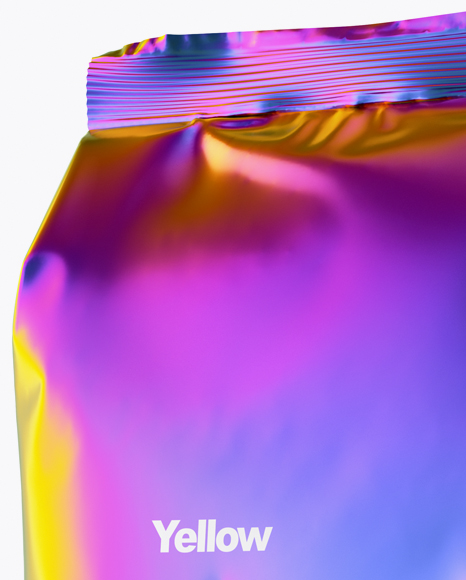 Holographic Foil Snack Package Mockup - Half Side View