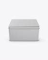 Matte Metllic Square Tin Box Mockup (High-Angle Shot)