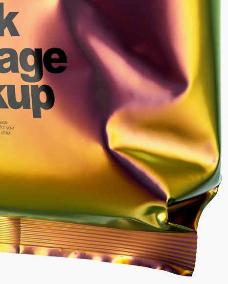 Holographic Foil Snack Package Mockup - Half Side View