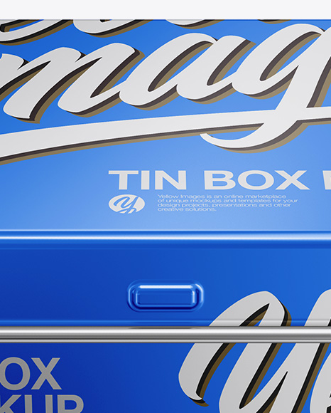 Metallic Tin Box Mockup - Front View (High-Angle Shot)