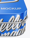 Metallic Tin Box Mockup - Front View (High-Angle Shot)