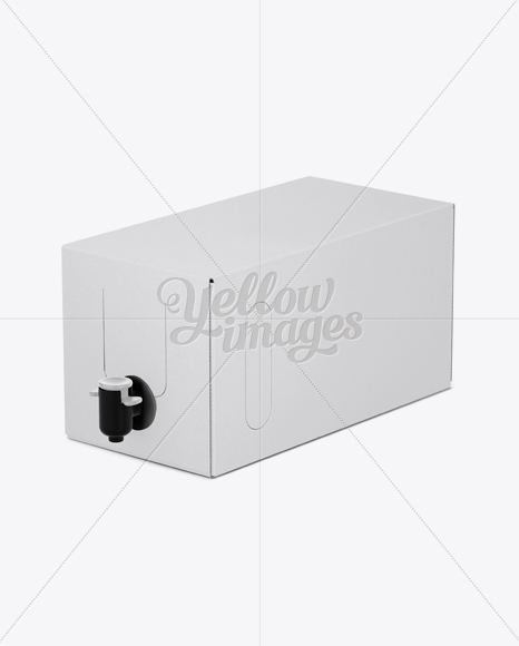 White Paper Wine Box with a Tap - 25° Angle Front View (High-Angle Shot)