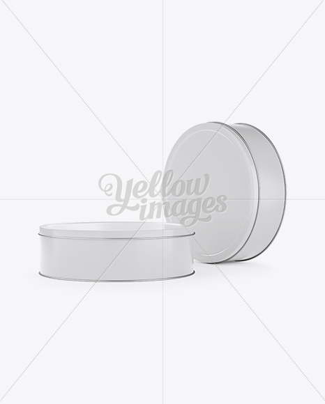 Two Round Tin Cans Mockup - Halfside View (Eye Level Shot) - Free