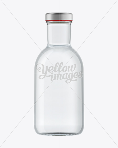 Clear Glass Spring Water Bottle with Paper Label Mockup - Free Download