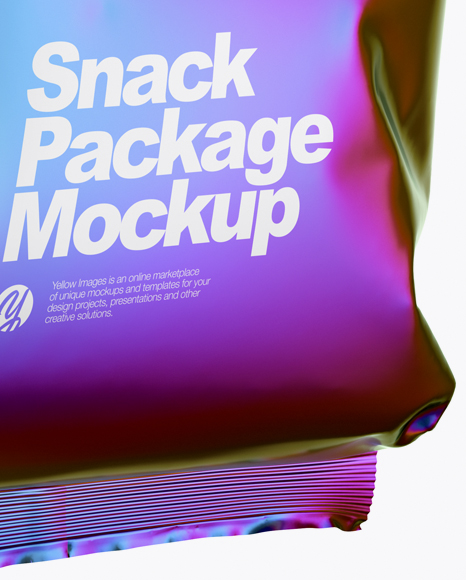 Holographic Foil Snack Package Mockup - Half Side View