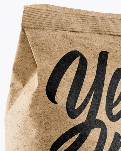 Kraft Paper Snack Package Mockup - Half Side View