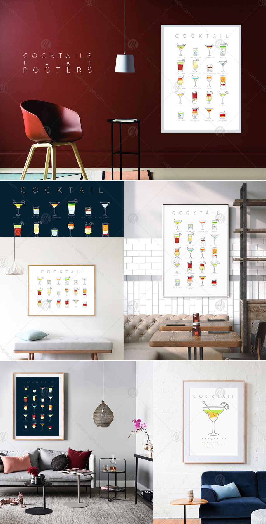Cocktails Flat Posters Cocktails Flat Posters