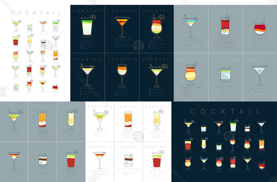 Cocktails Flat Posters Cocktails Flat Posters