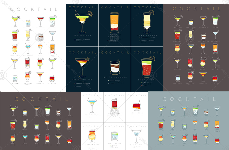 Cocktails Flat Posters Cocktails Flat Posters