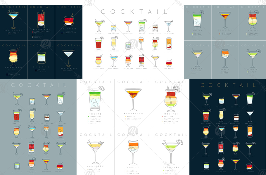 Cocktails Flat Posters Cocktails Flat Posters