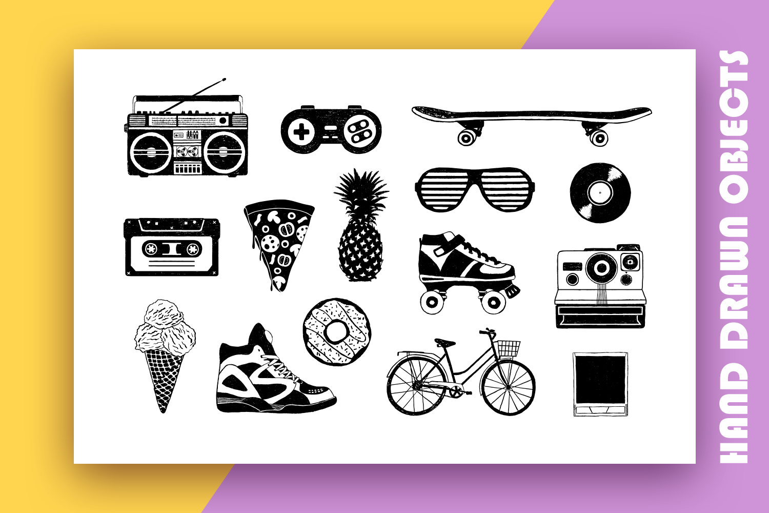 Back to the 90's. Hand Drawn Icons Back to the 90's. Hand Drawn Icons