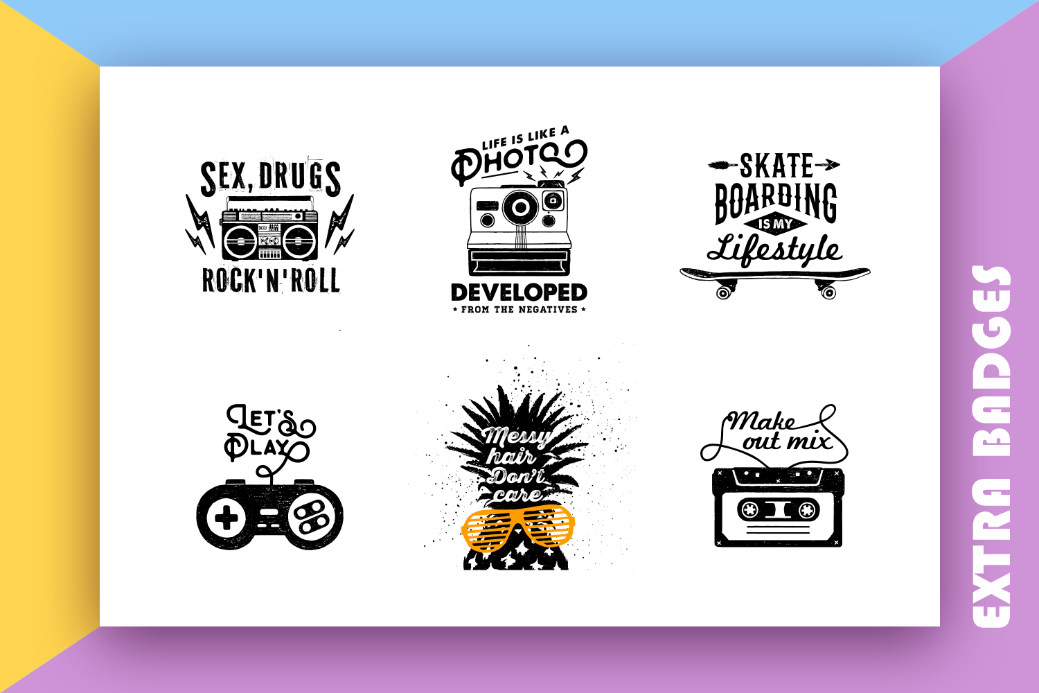 Back to the 90's. Hand Drawn Icons Back to the 90's. Hand Drawn Icons