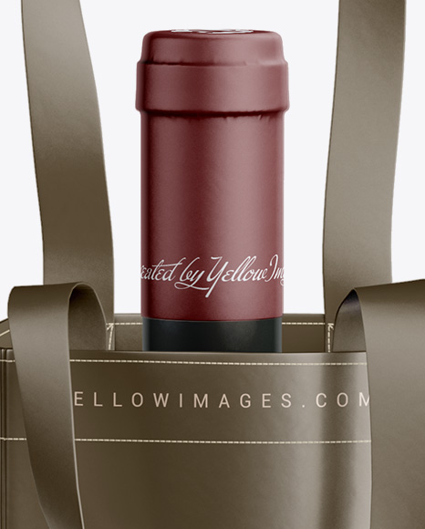 Bag With Wine Bottle Mockup - Front View