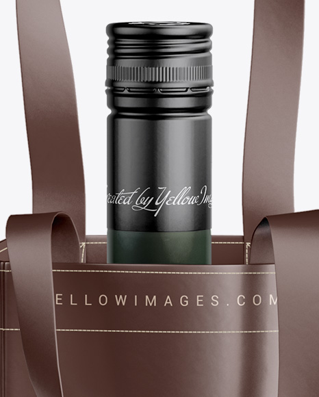 Bag With Wine Bottle Mockup - Front View