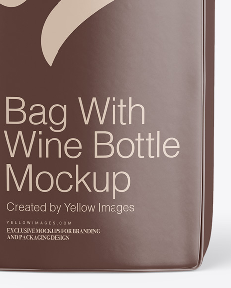 Bag With Wine Bottle Mockup - Front View