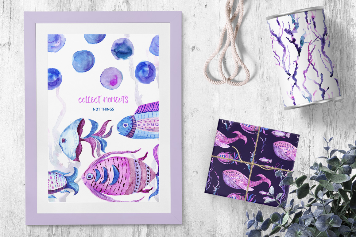 Tribal Fish - watercolor set Tribal Fish - watercolor set