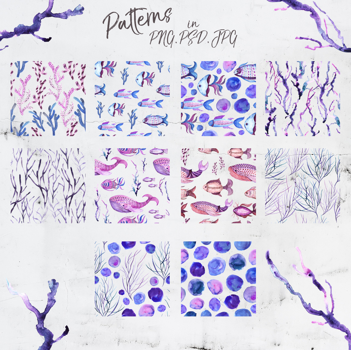 Tribal Fish - watercolor set Tribal Fish - watercolor set