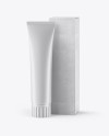 Matte Toothpaste Tube &amp; Kraft Paper Box Mockup